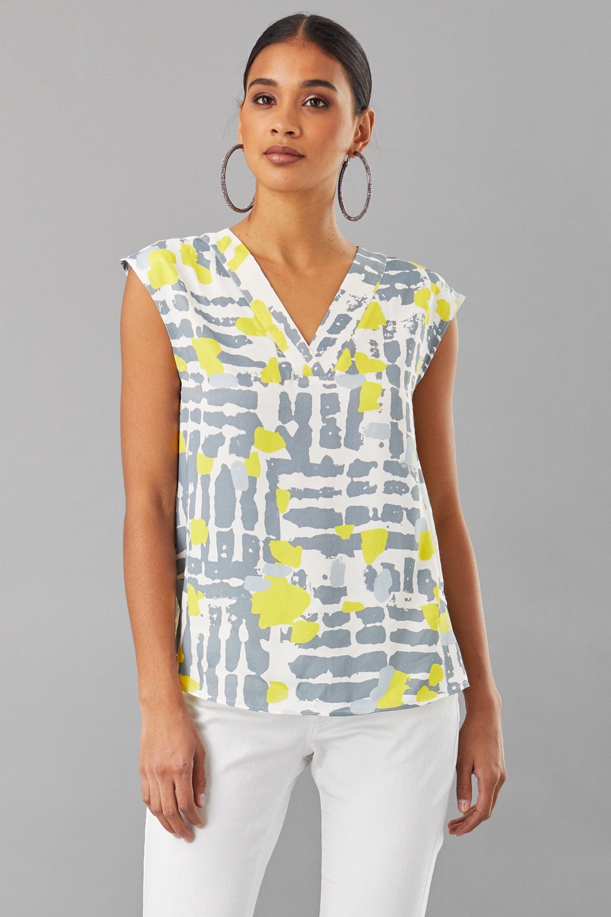 Op Art V-Neck Top