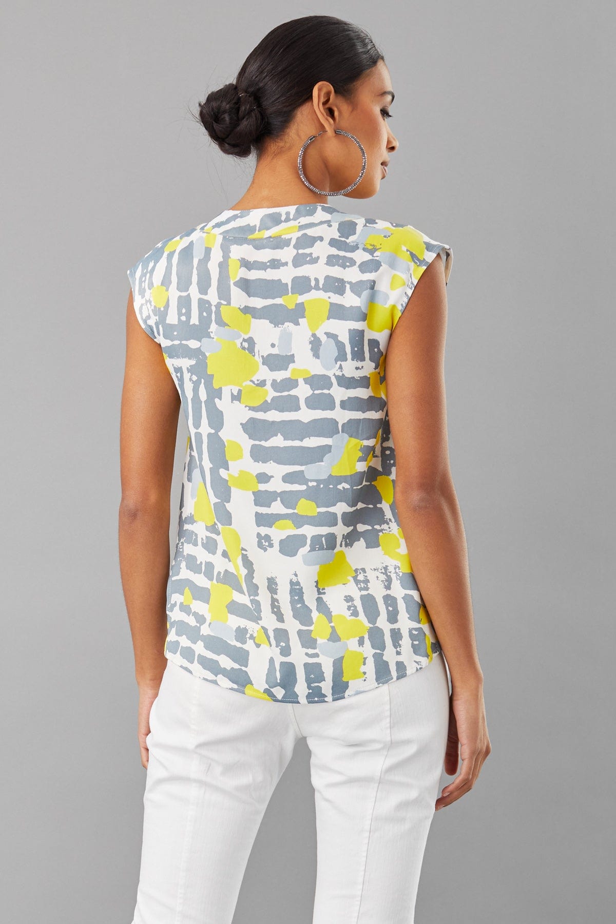 Op Art V-Neck Top