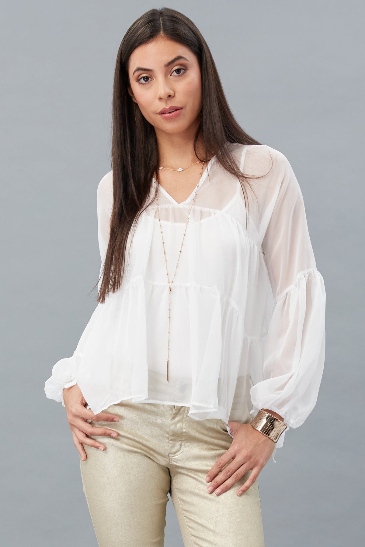 Tiered Chiffon Blouse