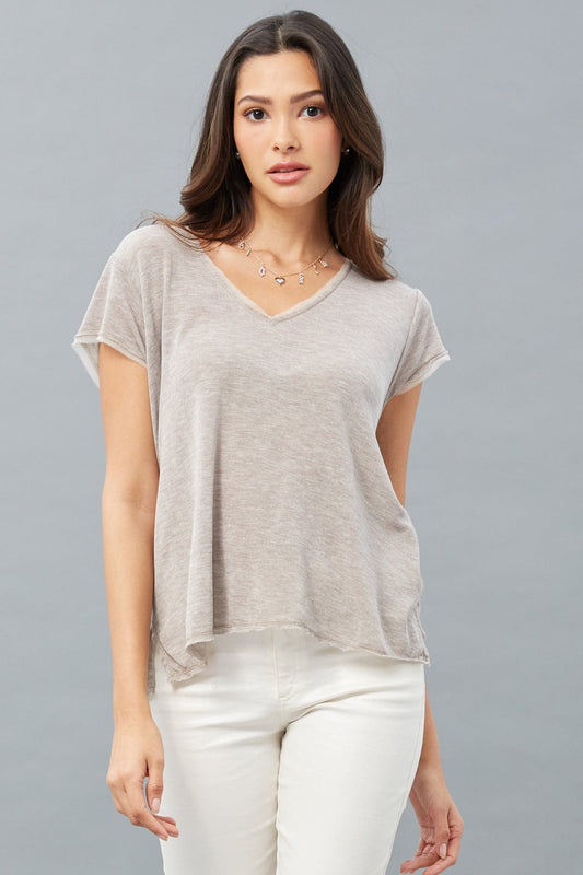 Silky Jersey Cap-Sleeve Top