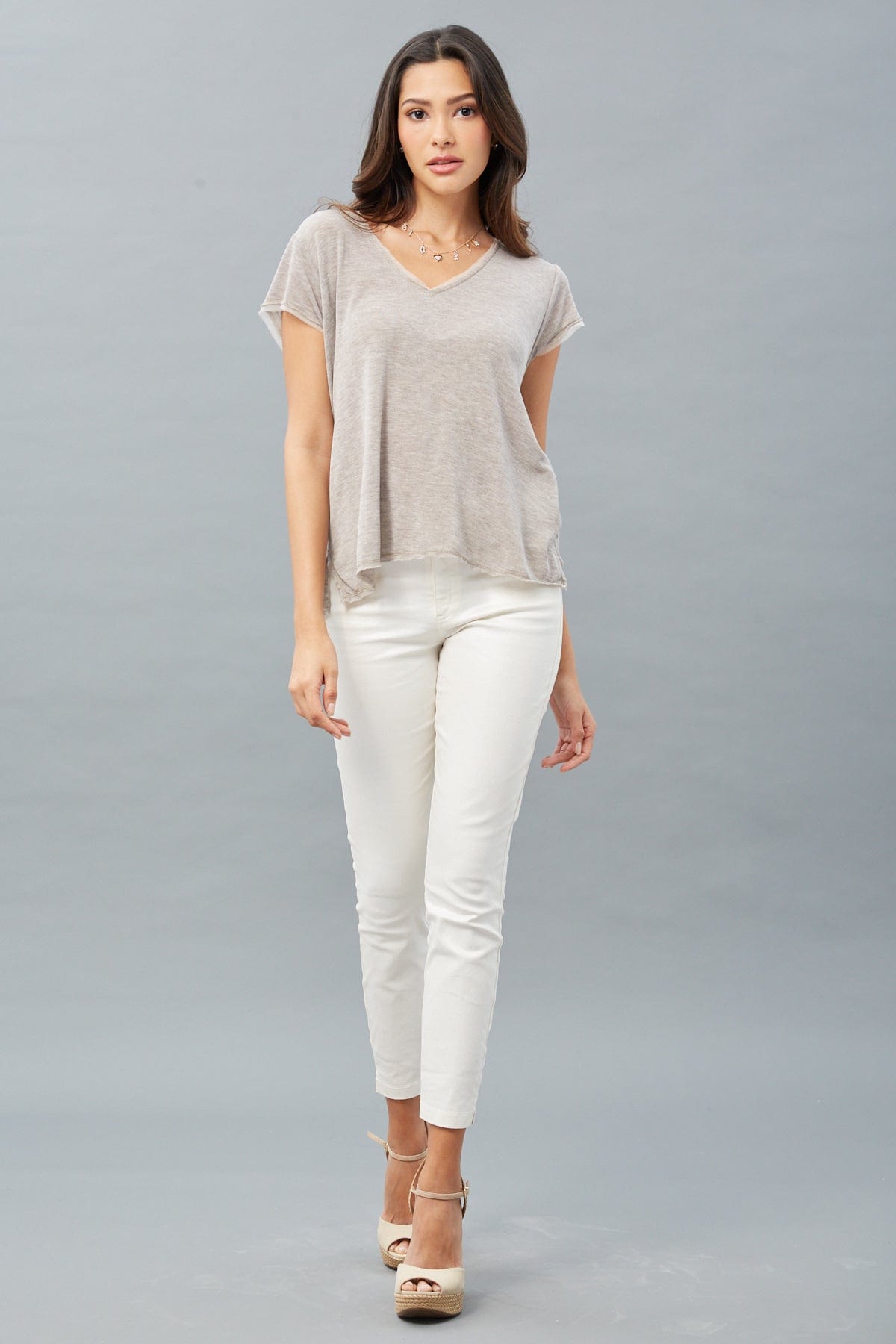 Silky Jersey Cap-Sleeve Top