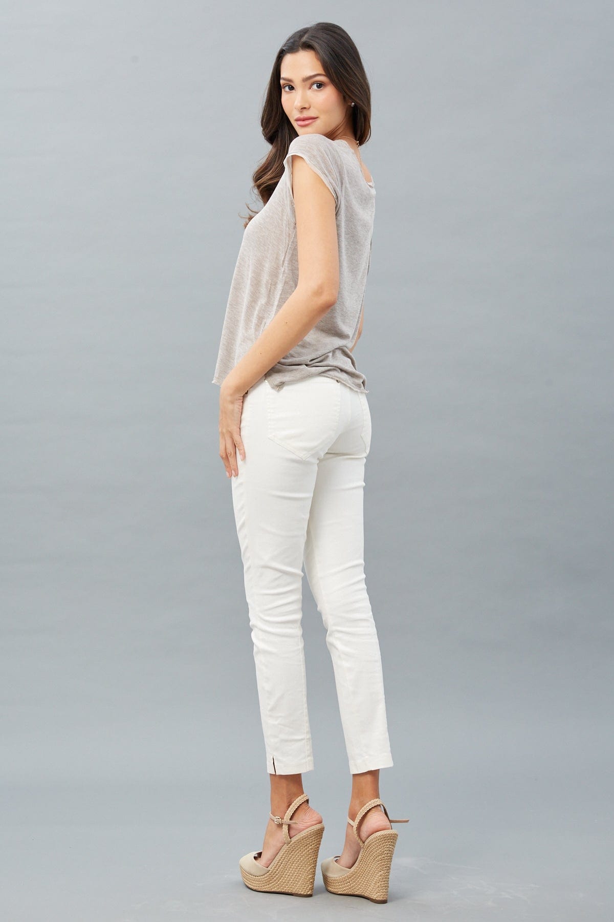 Silky Jersey Cap-Sleeve Top