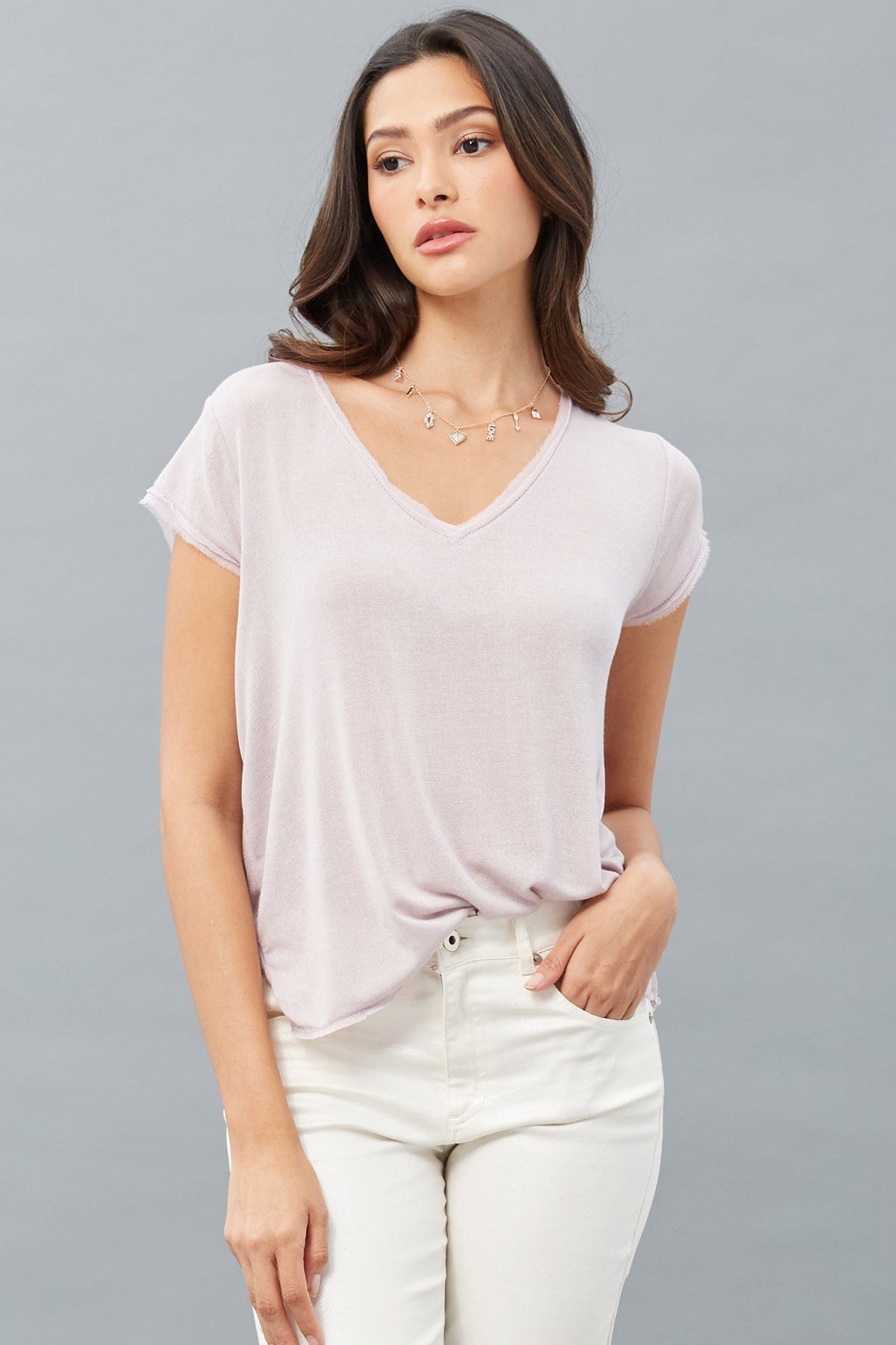 Silky Jersey Cap-Sleeve Top