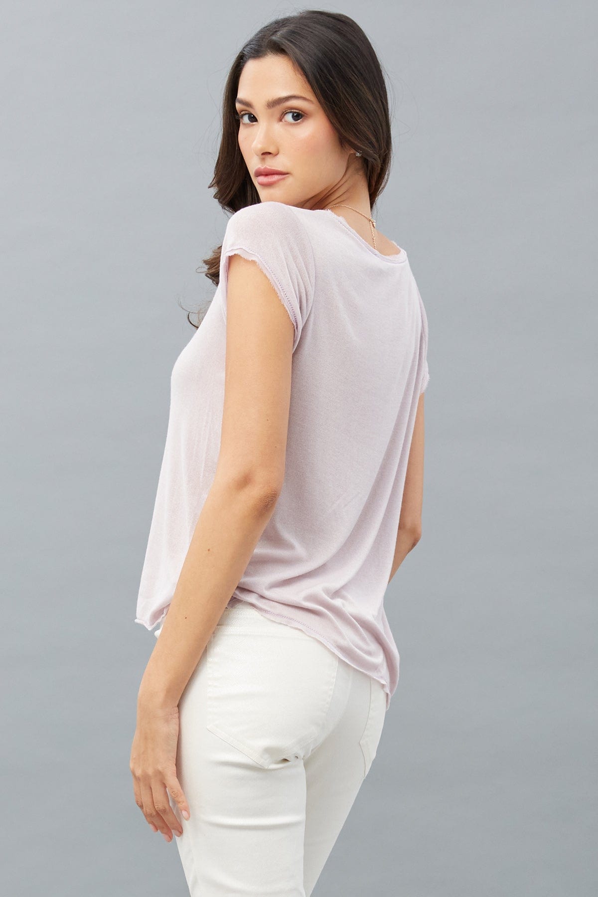 Silky Jersey Cap-Sleeve Top