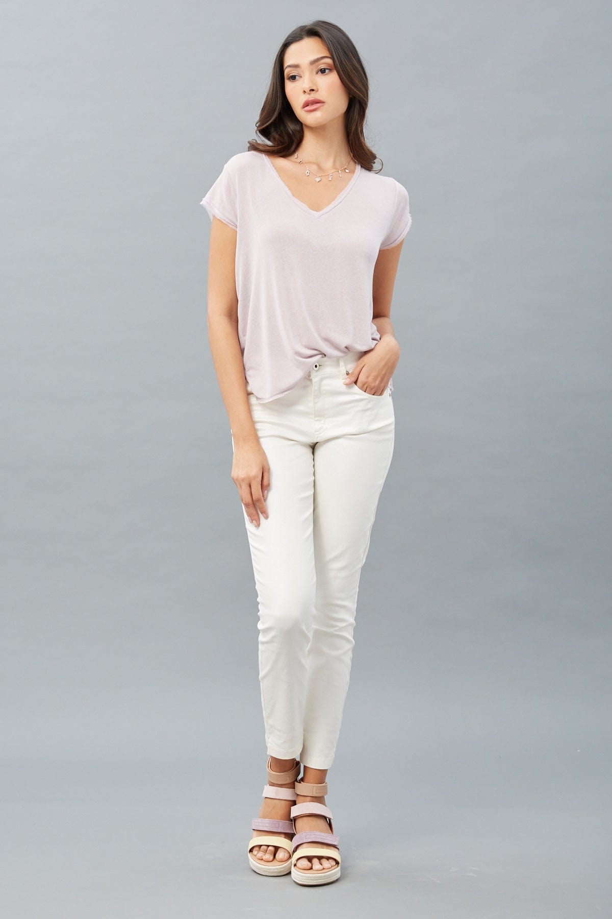 Silky Jersey Cap-Sleeve Top