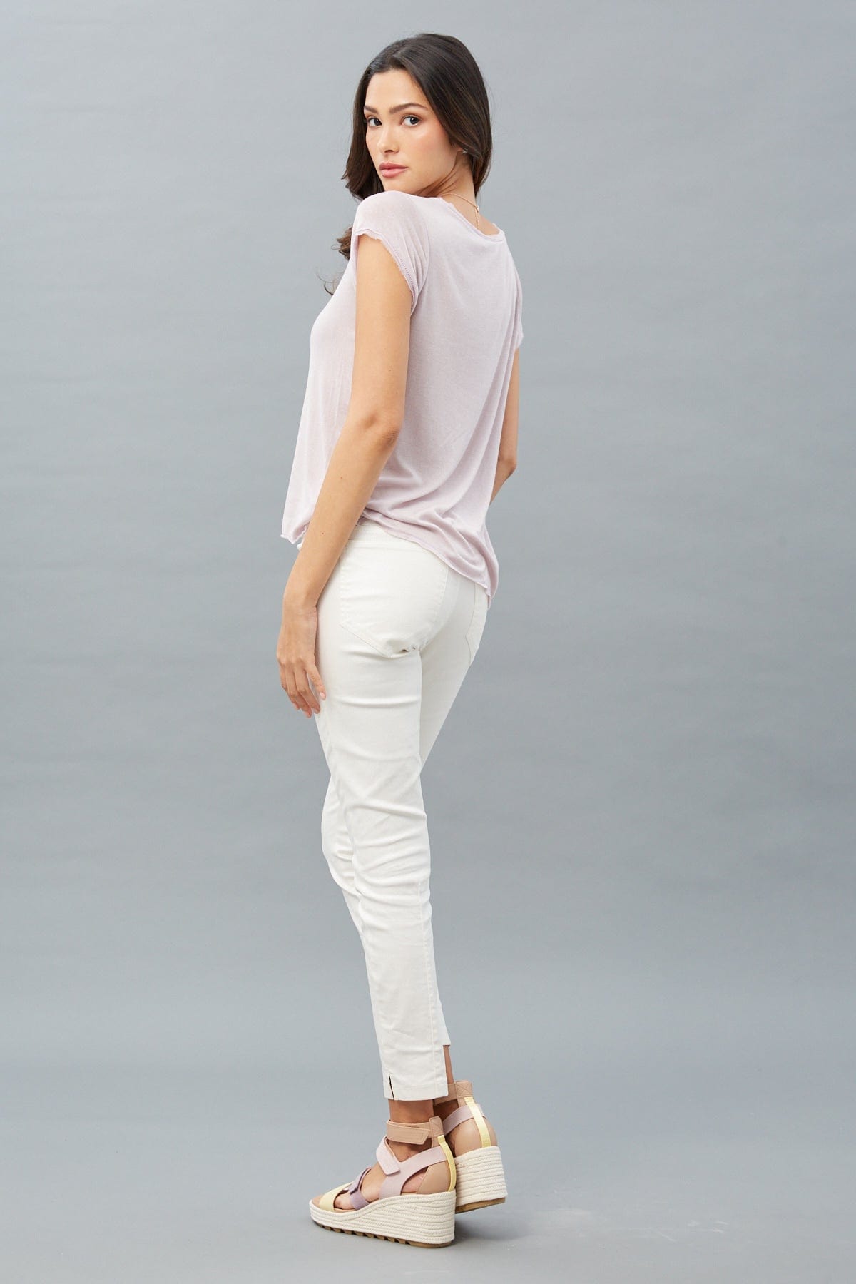 Silky Jersey Cap-Sleeve Top