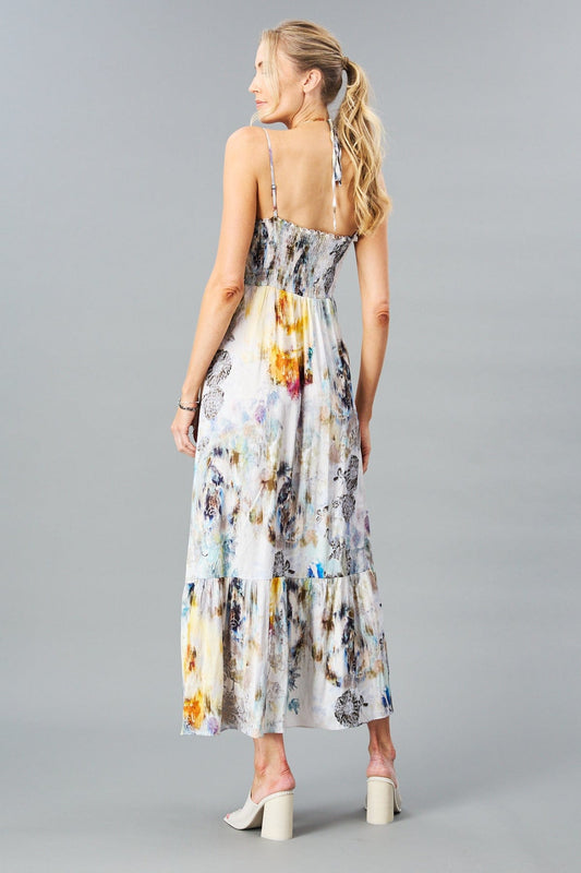 Floral Smudge Keyhole Maxi