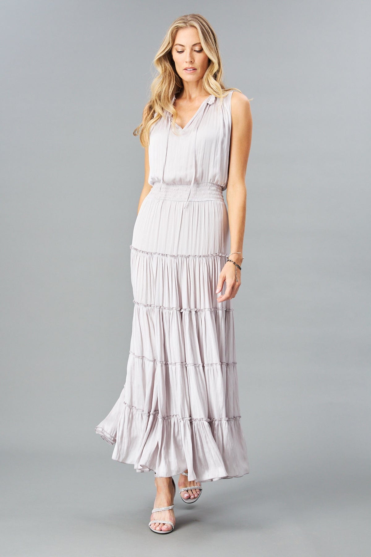 Smocked Neck Tiered Maxi