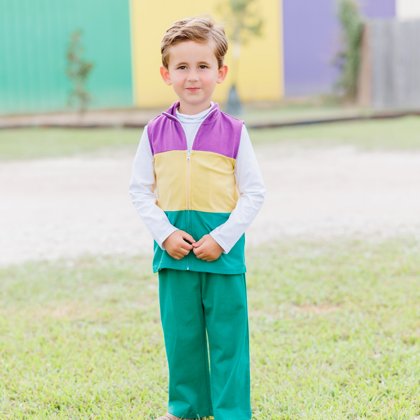 Jellybean Mardi Gras Colorblock Vest