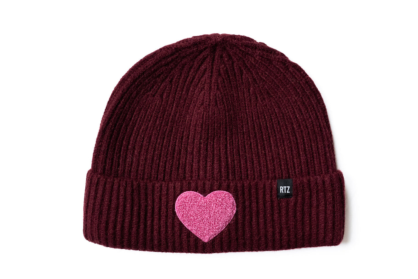 Maroon Terry Heart Beanie