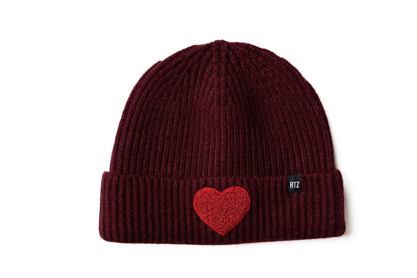 Maroon Terry Heart Beanie