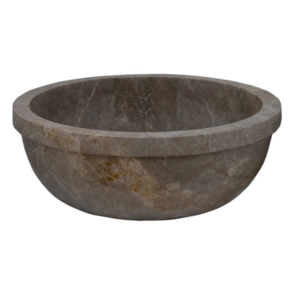 Maya Grey Natural Stone Marble Drop-in Vessel Sink Polished (D)16" (H)6"