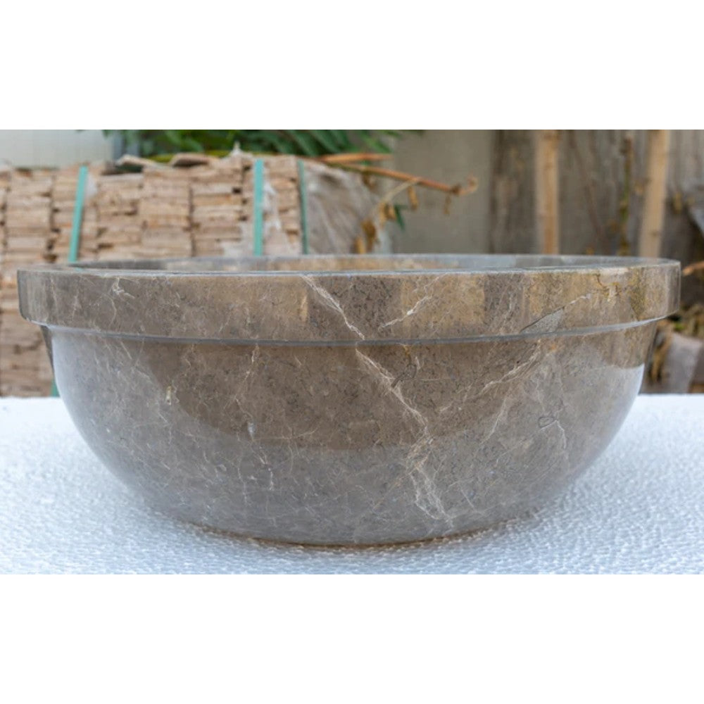 Maya Grey Natural Stone Marble Drop-in Vessel Sink Polished (D)16" (H)6"