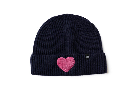 Midnight Terry Heart Beanie