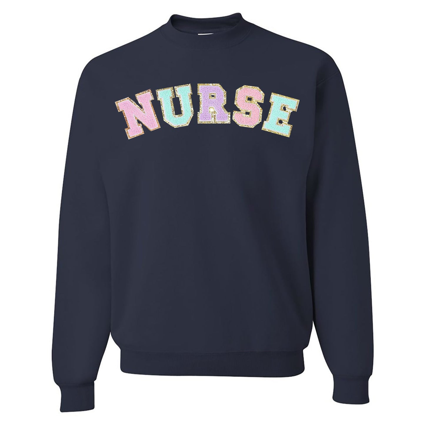 Nurse Colorful Letter Patch Crewneck Sweatshirt