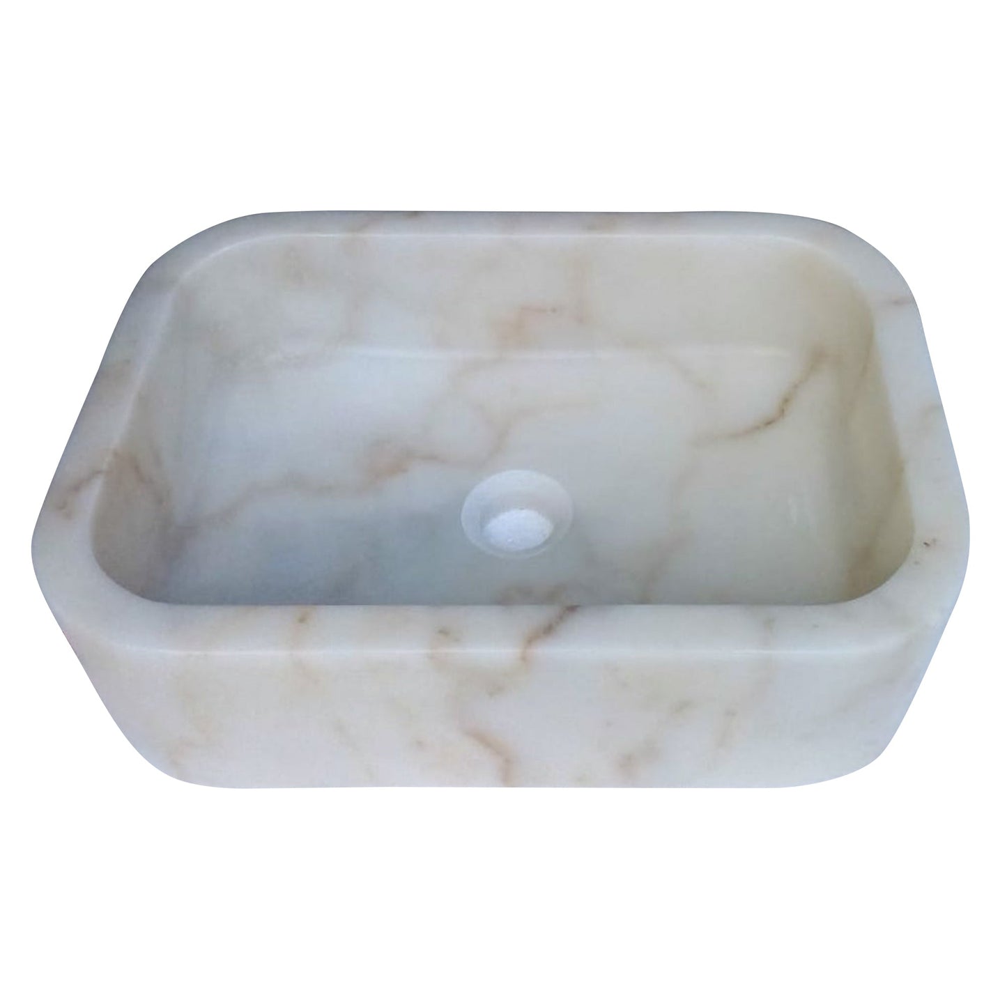 European Sugar Marble Rectangular Farmhouse Sink Semi-Polished  (W)12.5" (L)18" (H)5"