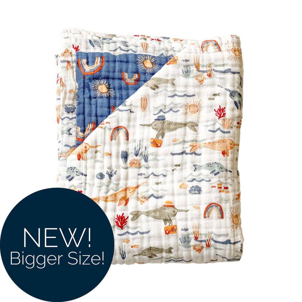 Narwhal + Hello Sunshine Classic Muslin Super Snuggle Blanket