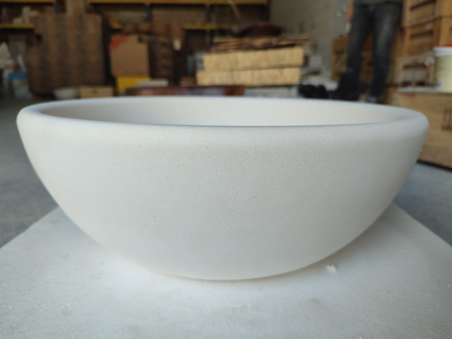 Natural Stone Classic Limestone Round Edge Vessel Sink (D)16" (H)6"