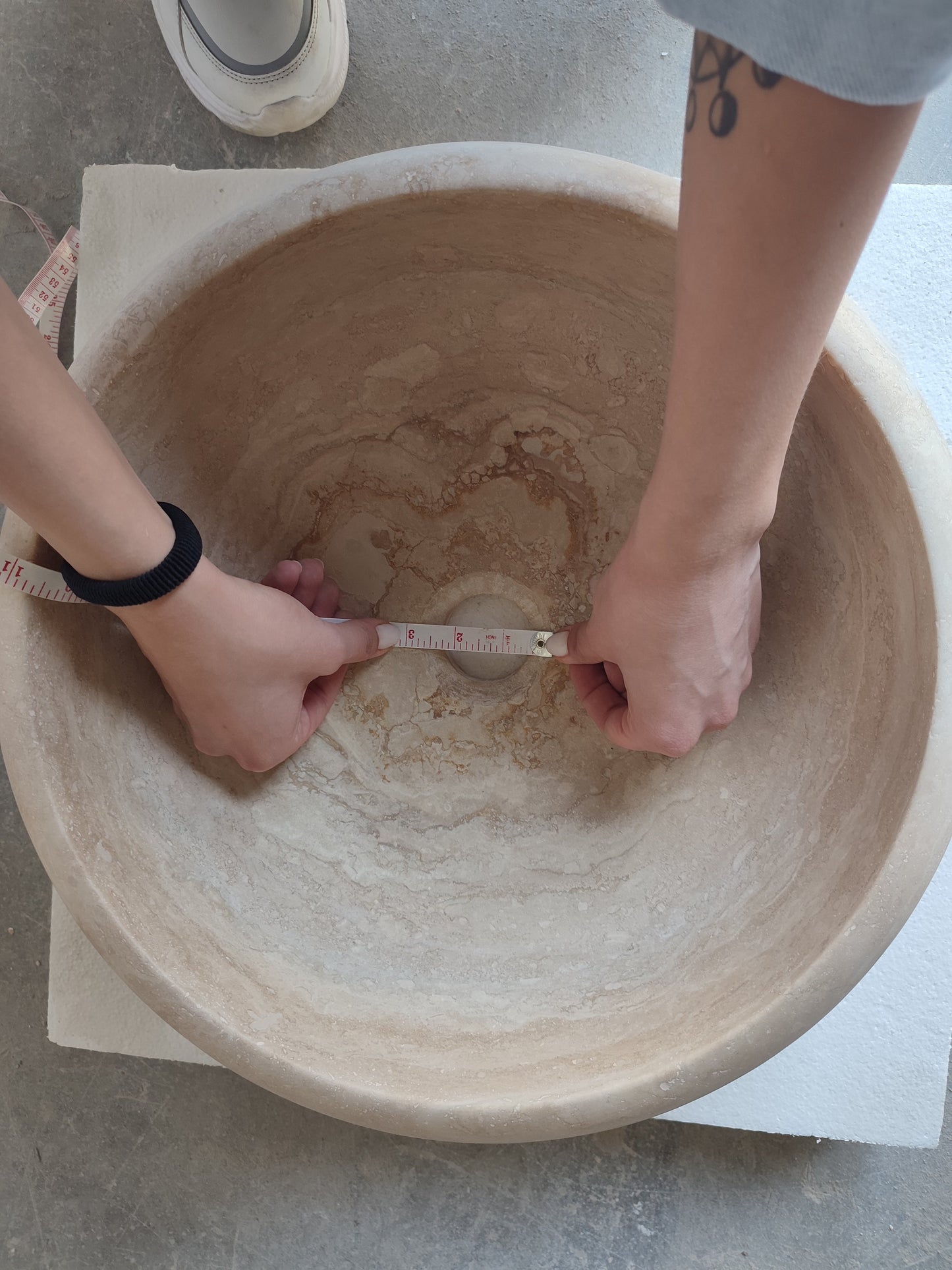 Natural Stone Light Travertine Vessel Sink (D)16" (H)6"