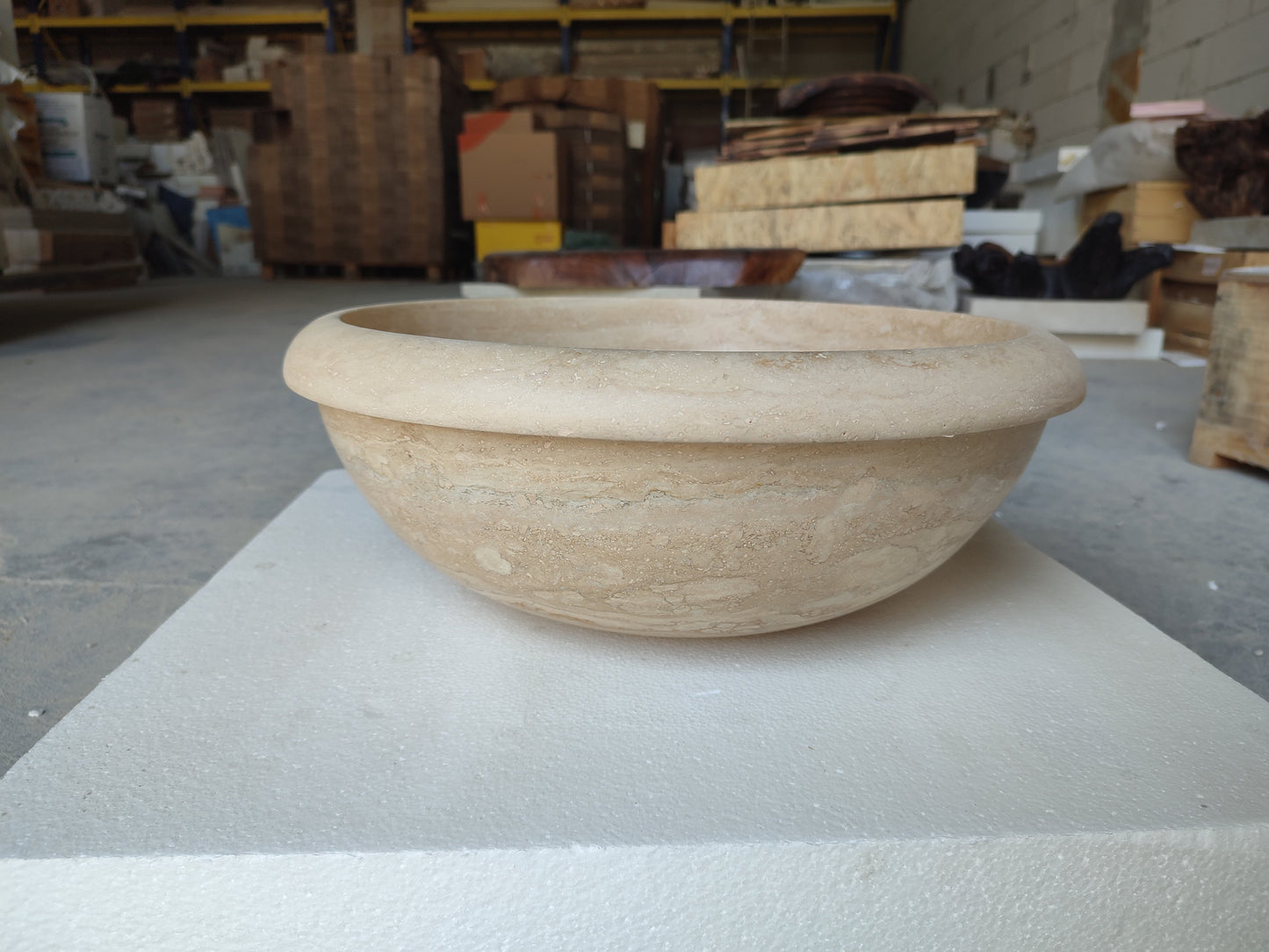 Natural Stone Light Travertine Vessel Sink (D)16" (H)6"