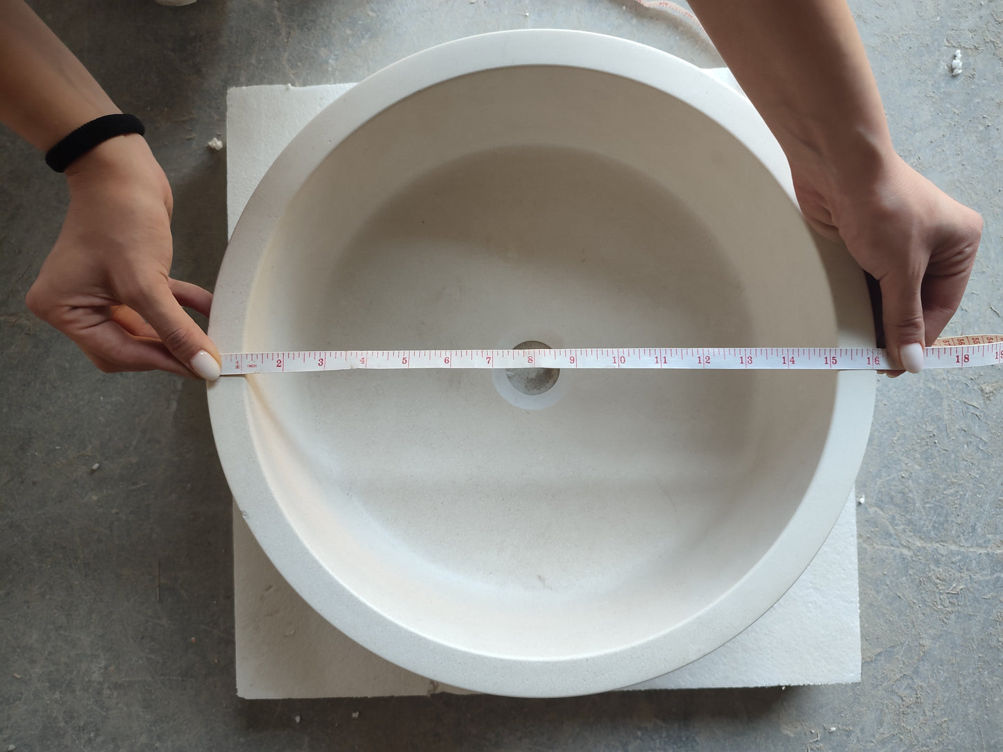 Natural Stone Limestone Tapered Sink Honed-Matte  (D)16" (H)6"