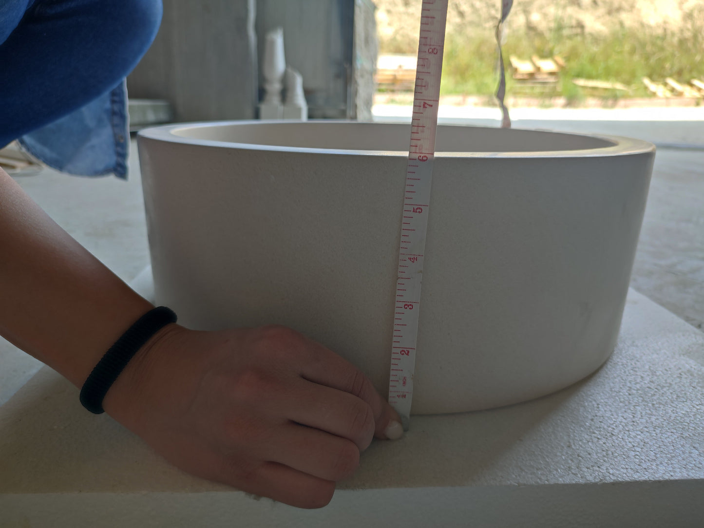 Natural Stone Limestone Tapered Sink Honed-Matte  (D)16" (H)6"