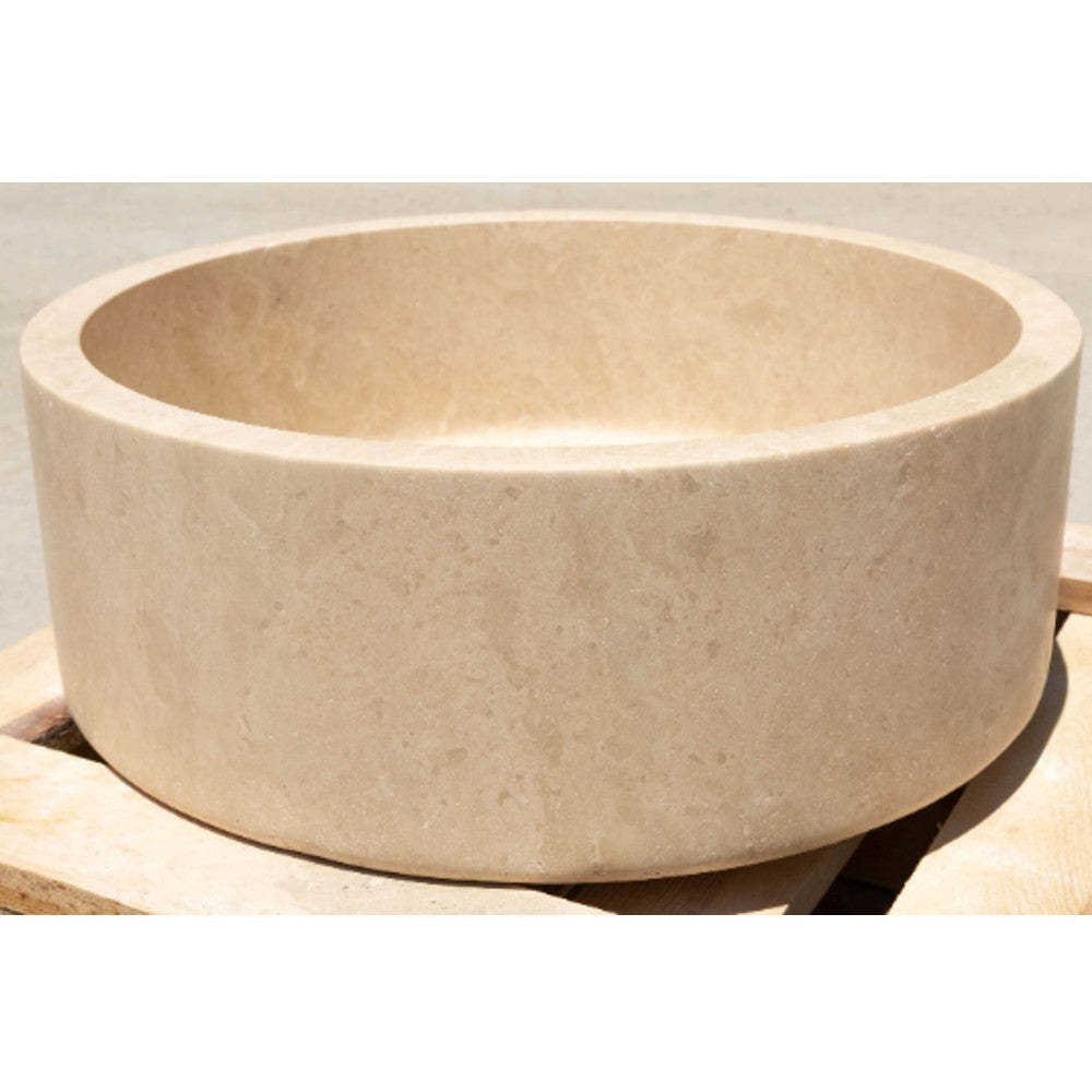 Natural Stone Classic Travertine Round Shape Vessel Sink (D)16" (H)6"