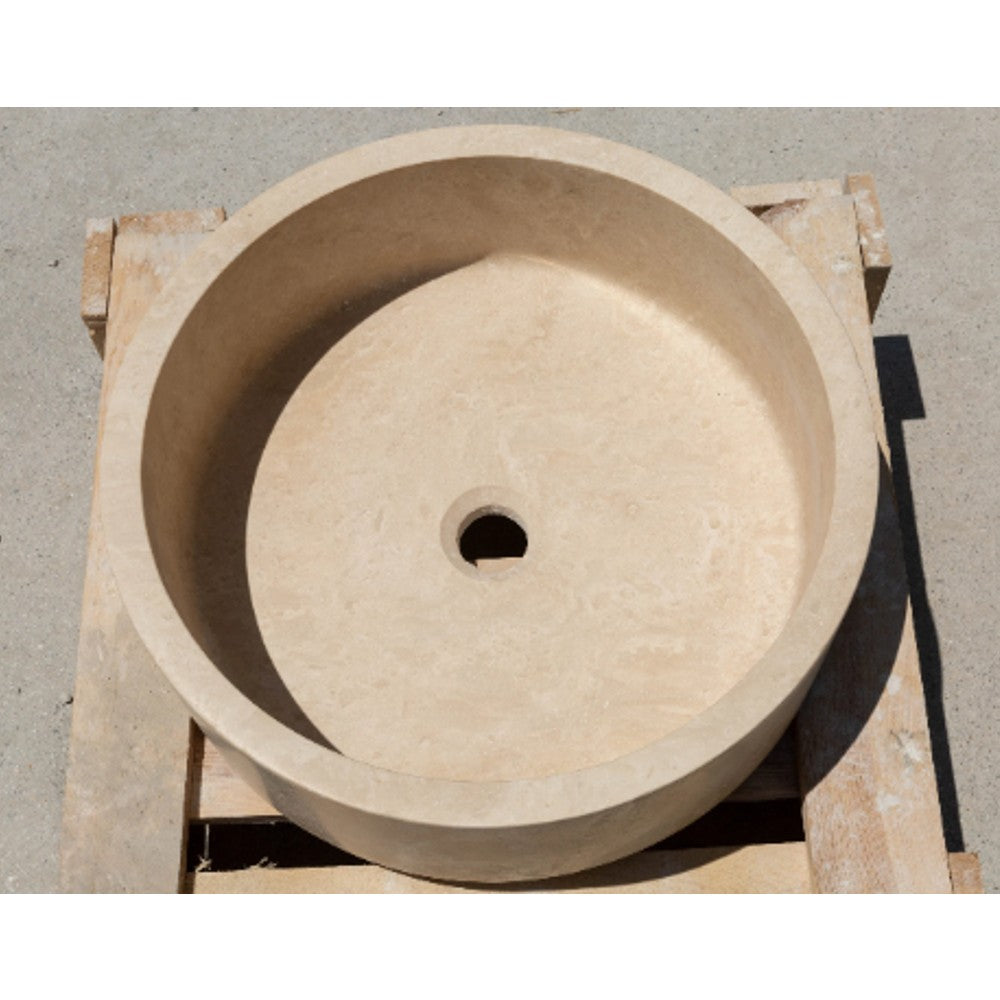 Natural Stone Classic Travertine Round Shape Vessel Sink (D)16" (H)6"