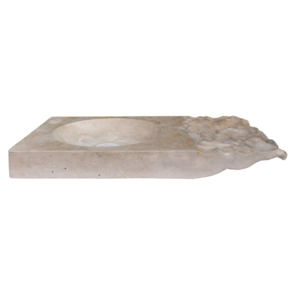 Natural Stone Troia Light Travertine Above Counter Wavy Shape Sink (W)16" (L)27.5" (H)3"