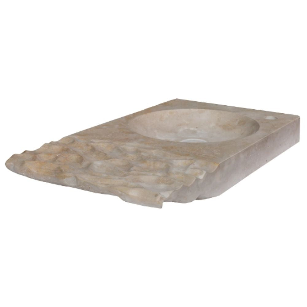 Natural Stone Troia Light Travertine Above Counter Wavy Shape Sink (W)16" (L)27.5" (H)3"