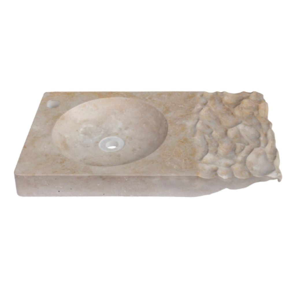 Natural Stone Troia Light Travertine Above Counter Wavy Shape Sink (W)16" (L)27.5" (H)3"