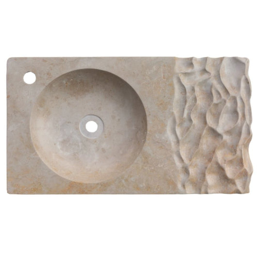 Natural Stone Troia Light Travertine Above Counter Wavy Shape Sink (W)16" (L)27.5" (H)3"