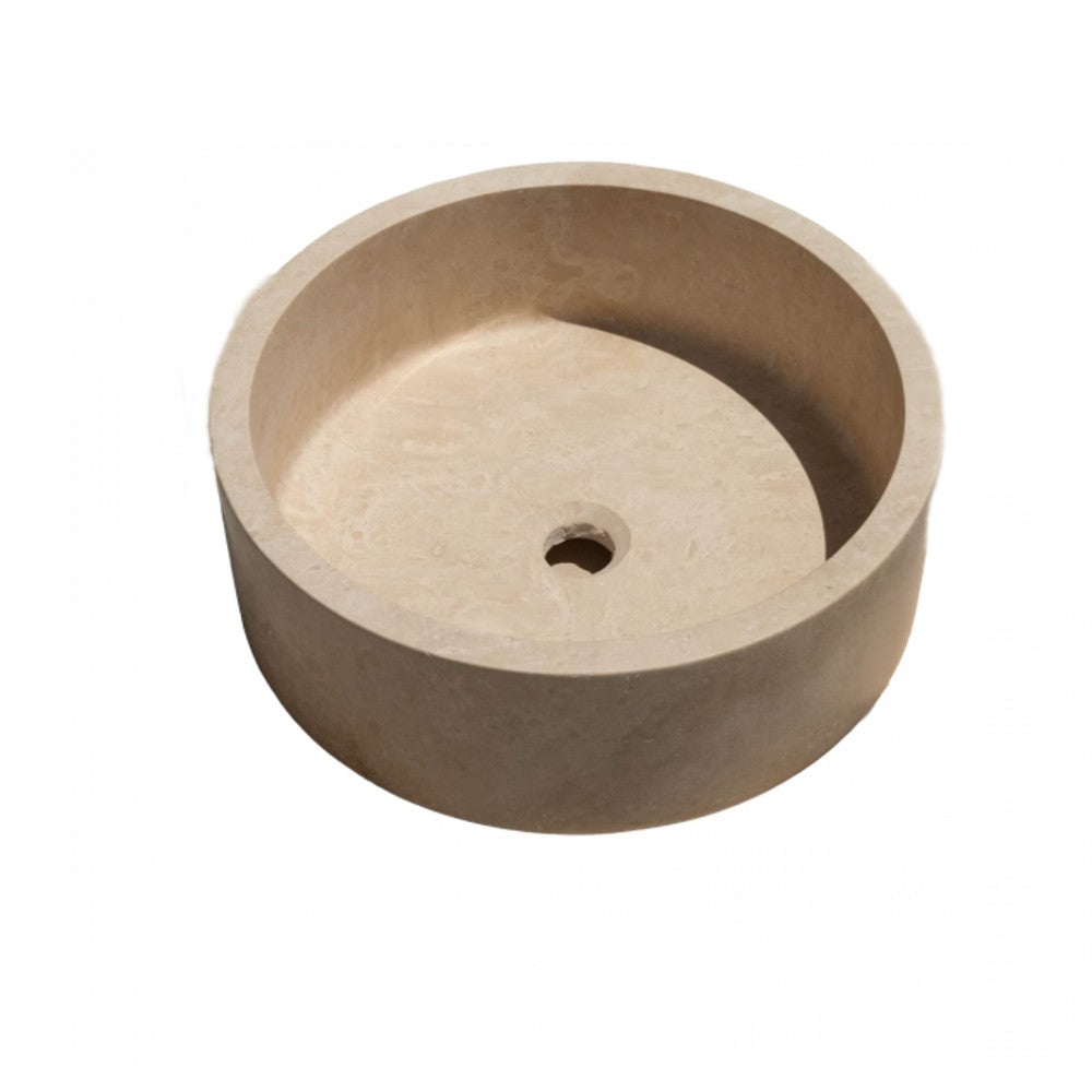 Natural Stone Classic Travertine Round Shape Vessel Sink (D)16" (H)6"