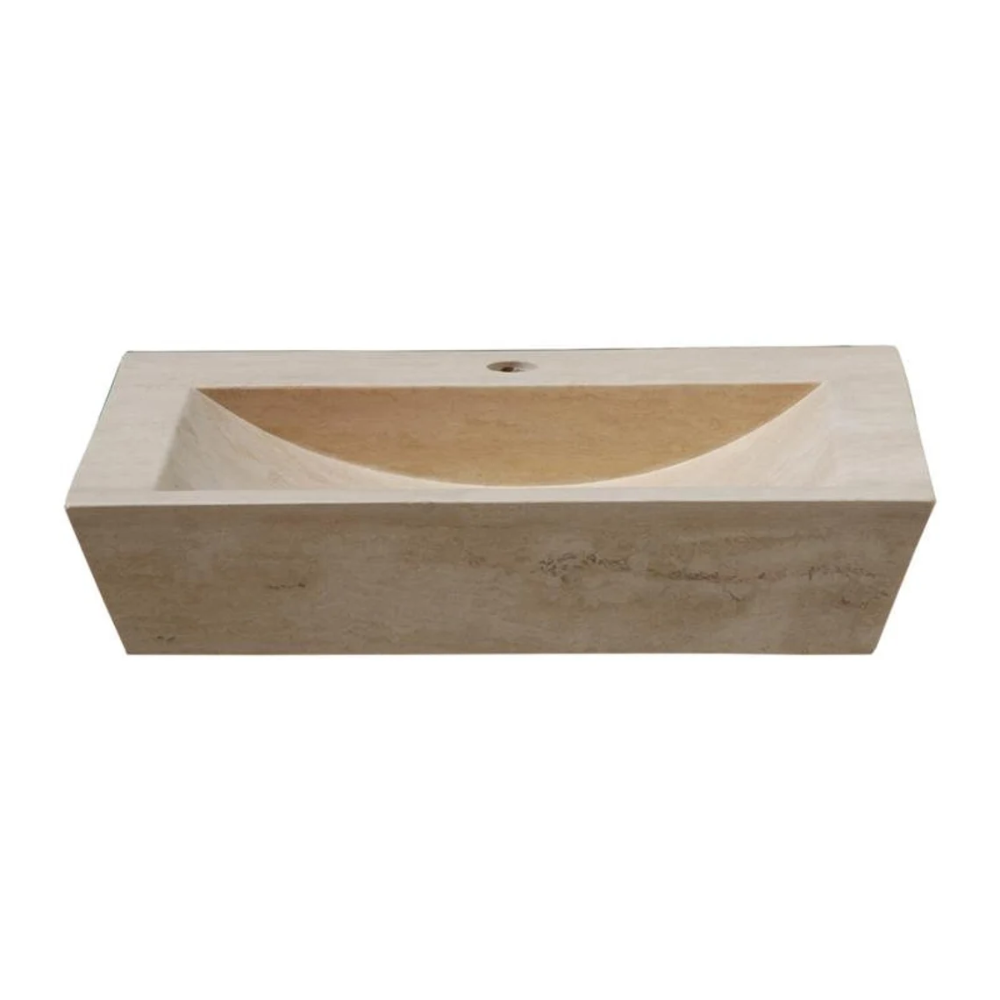 Natural Stone Light Travertine Rectangular Farmhouse Sink (L)20" (W)16" (H)4"