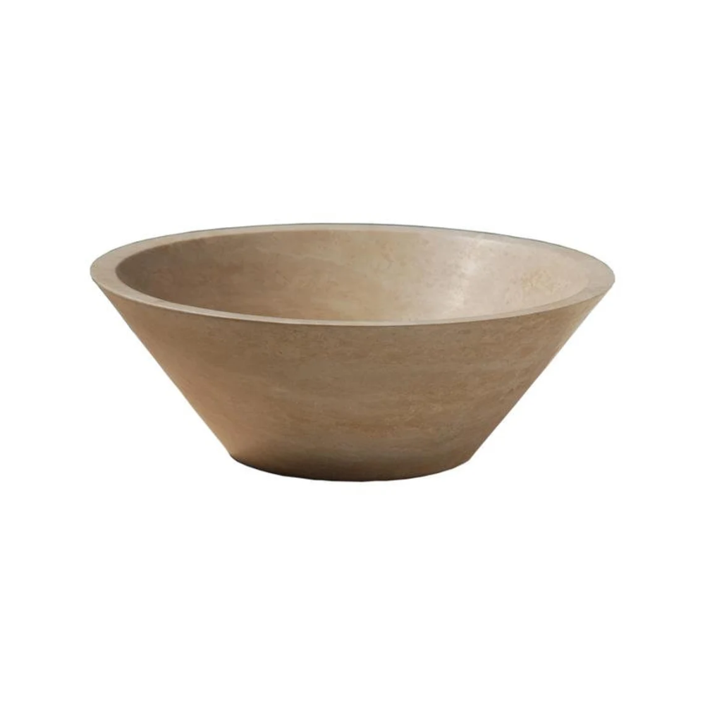 Natural Stone Light Tapered Shape Travertine Vessel Sink (D)16" (H)6"