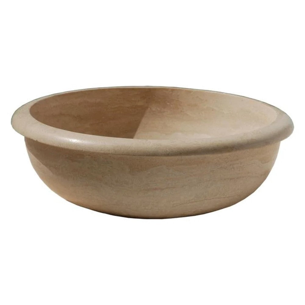 Natural Stone Light Travertine Drop-in Vessel Sink (D)16" (H)6"