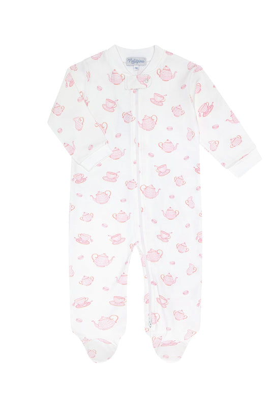 Petite Tea Time Zipper Footie