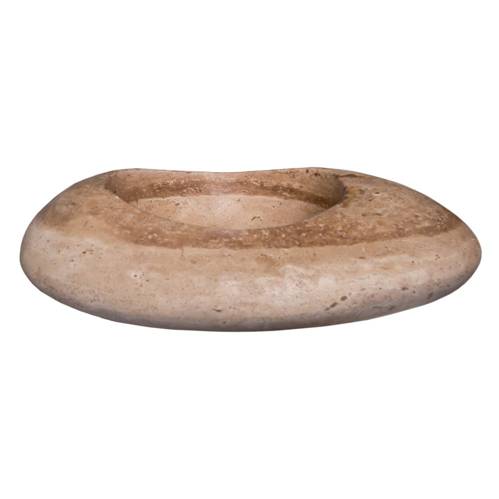 Noce Travertine Natural Stone Kayak Design Vessel Sink Honed and Filled (W)16" (L)23" (H)6"