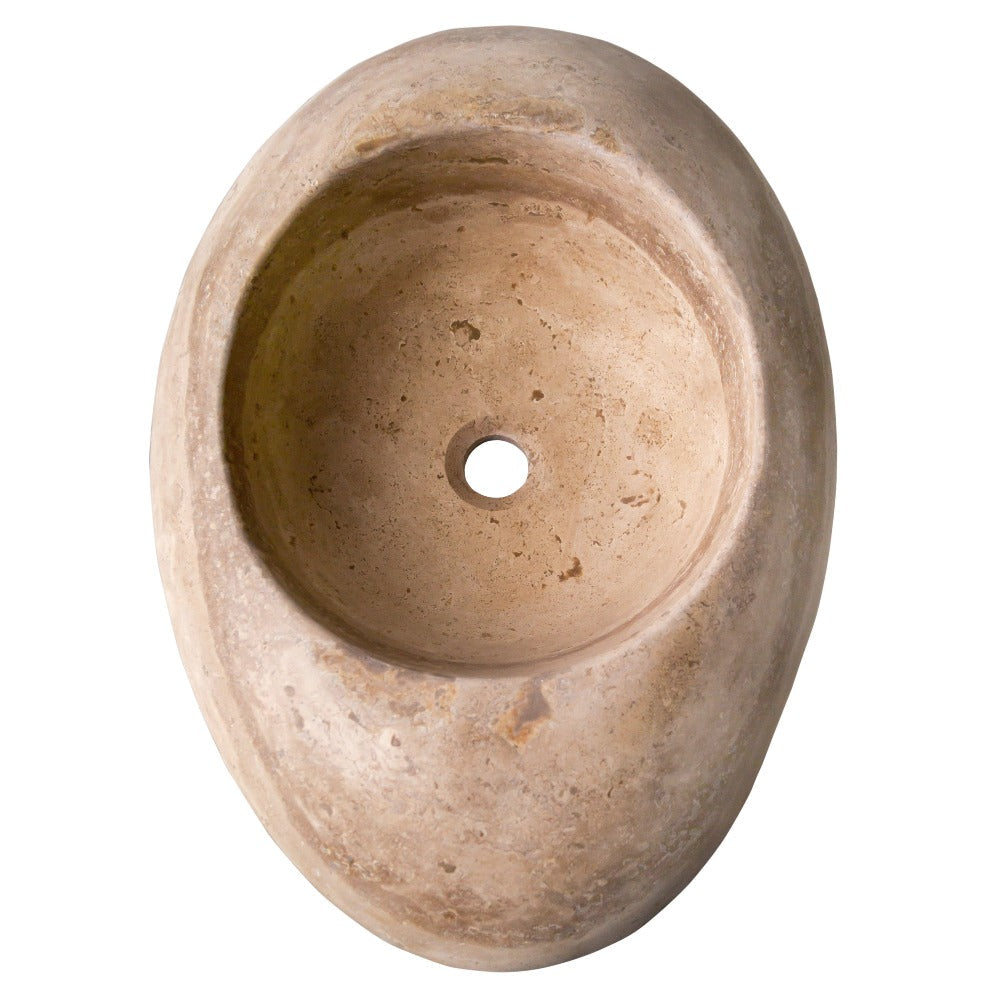 Noce Travertine Natural Stone Kayak Design Vessel Sink Honed and Filled (W)16" (L)23" (H)6"