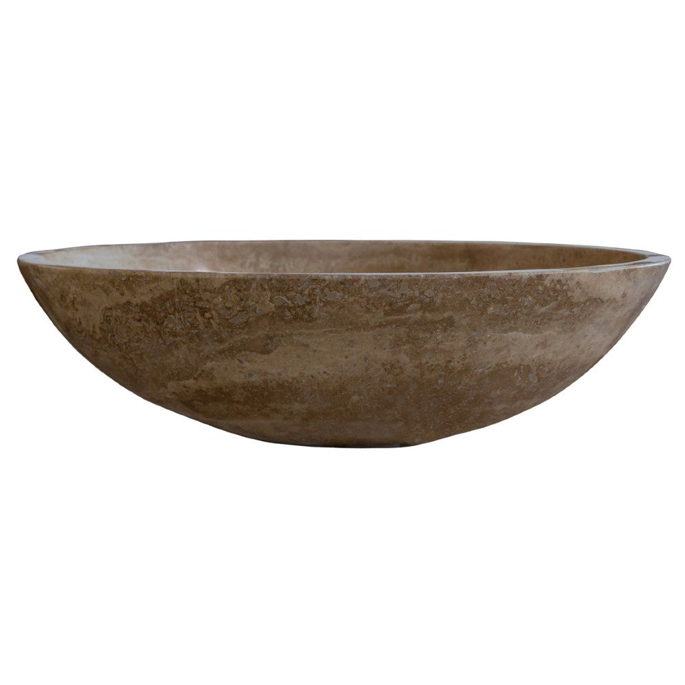 Noce Brown Travertine Natural Stone Oval Vessel Sink (W)16" (L)21" (H)6"