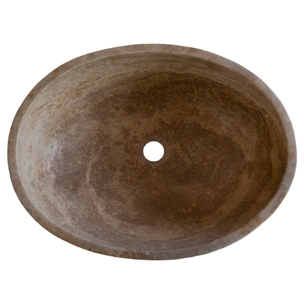 Noce Brown Travertine Natural Stone Oval Vessel Sink (W)16" (L)21" (H)6"