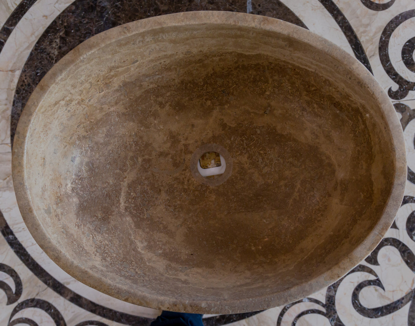 Noce Brown Travertine Natural Stone Oval Vessel Sink (W)16" (L)21" (H)6"