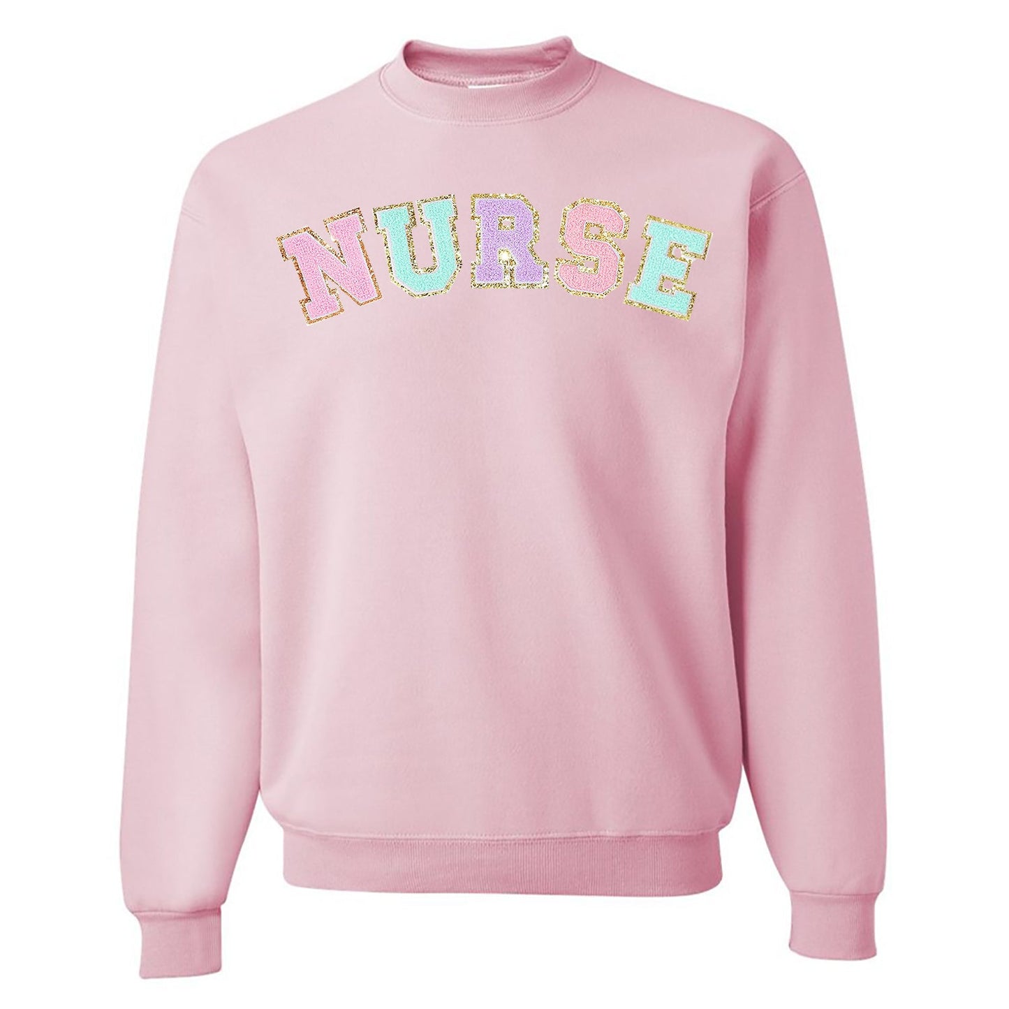 Nurse Colorful Letter Patch Crewneck Sweatshirt