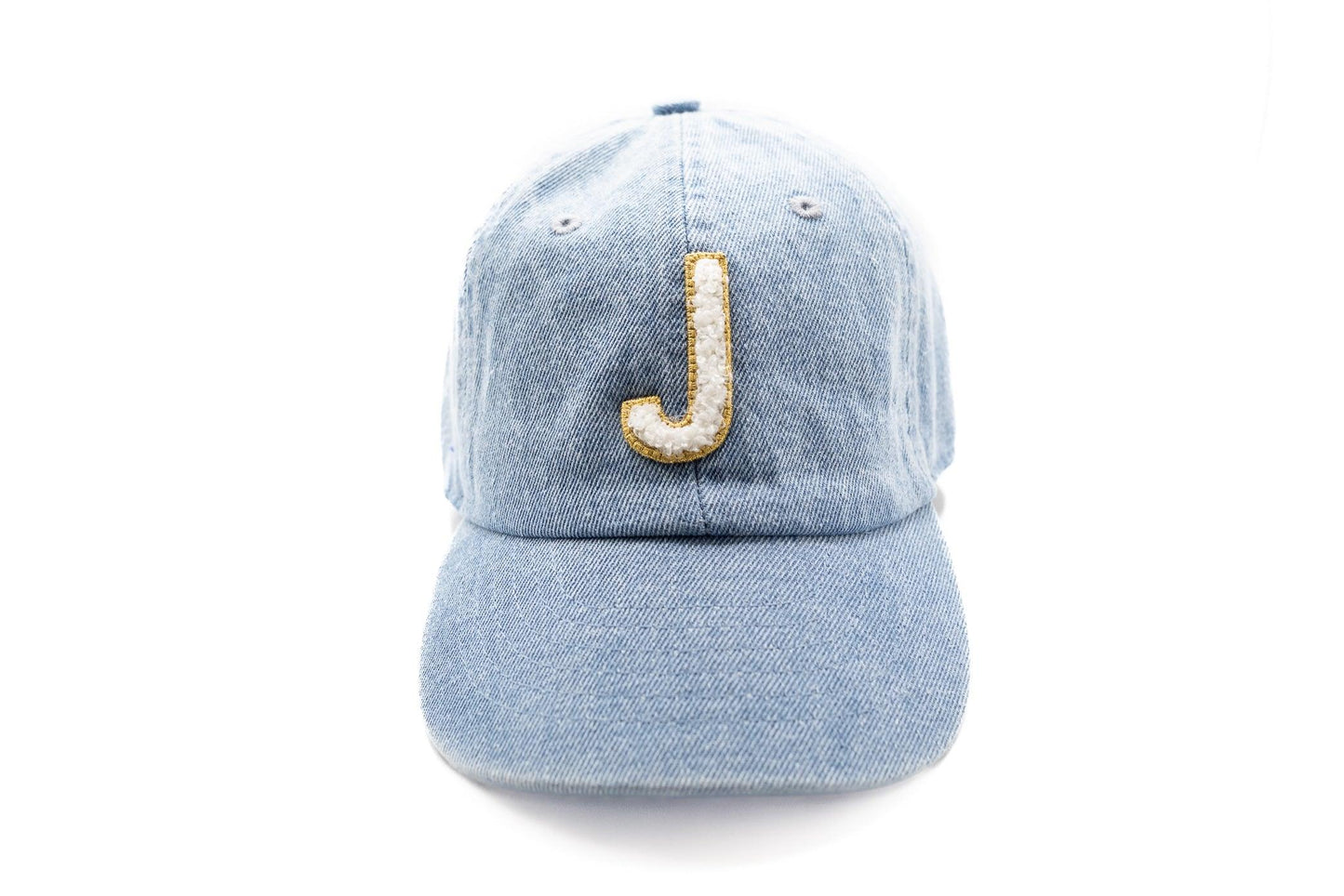 Denim Hat + Gold & White Terry Letter