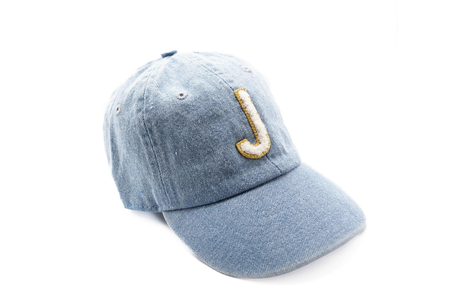 Denim Hat + Gold & White Terry Letter