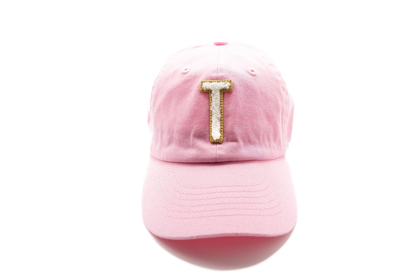 Light Pink Hat + Gold & White Terry Letter