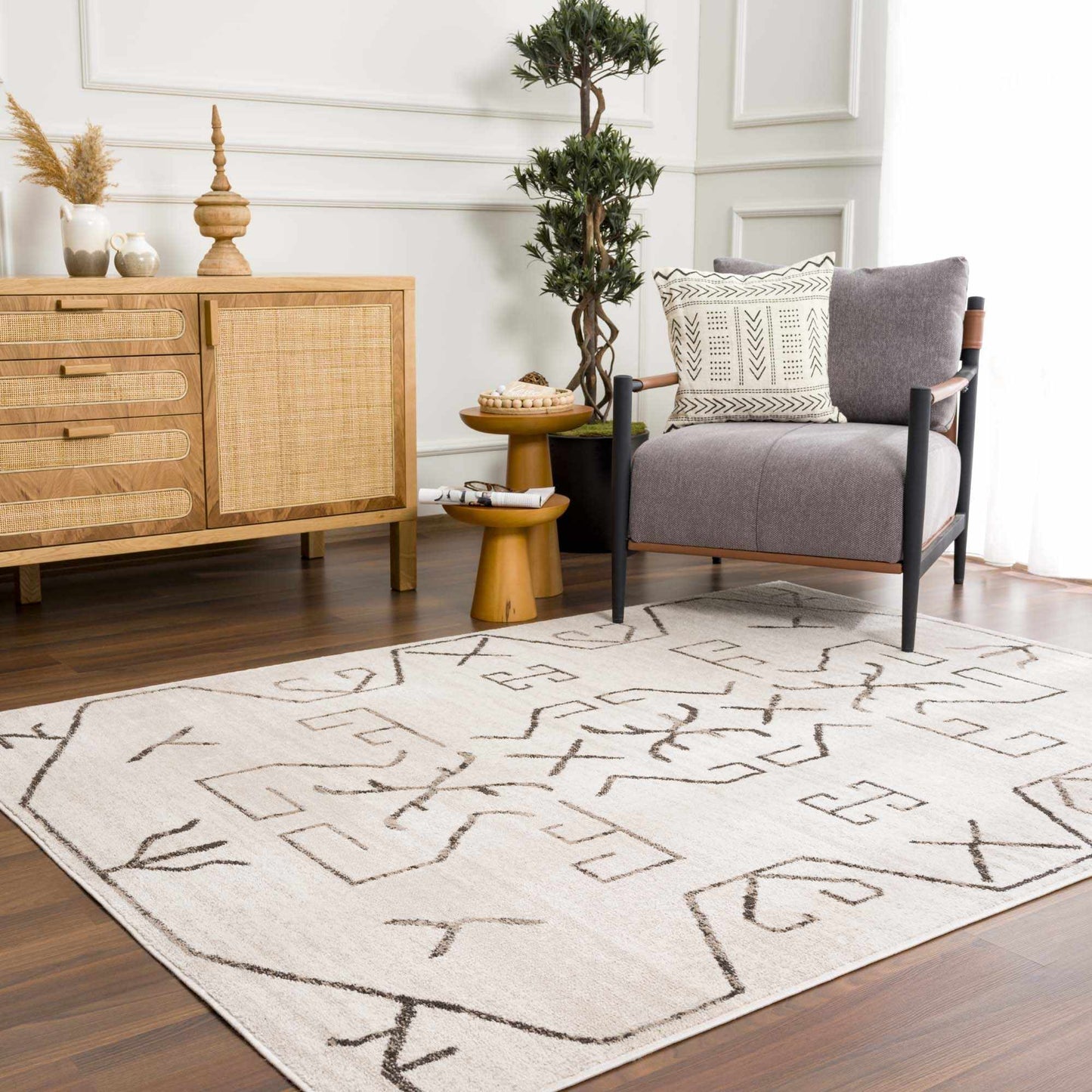 Azzan Cream & Charcoal Area Rug - Clearance