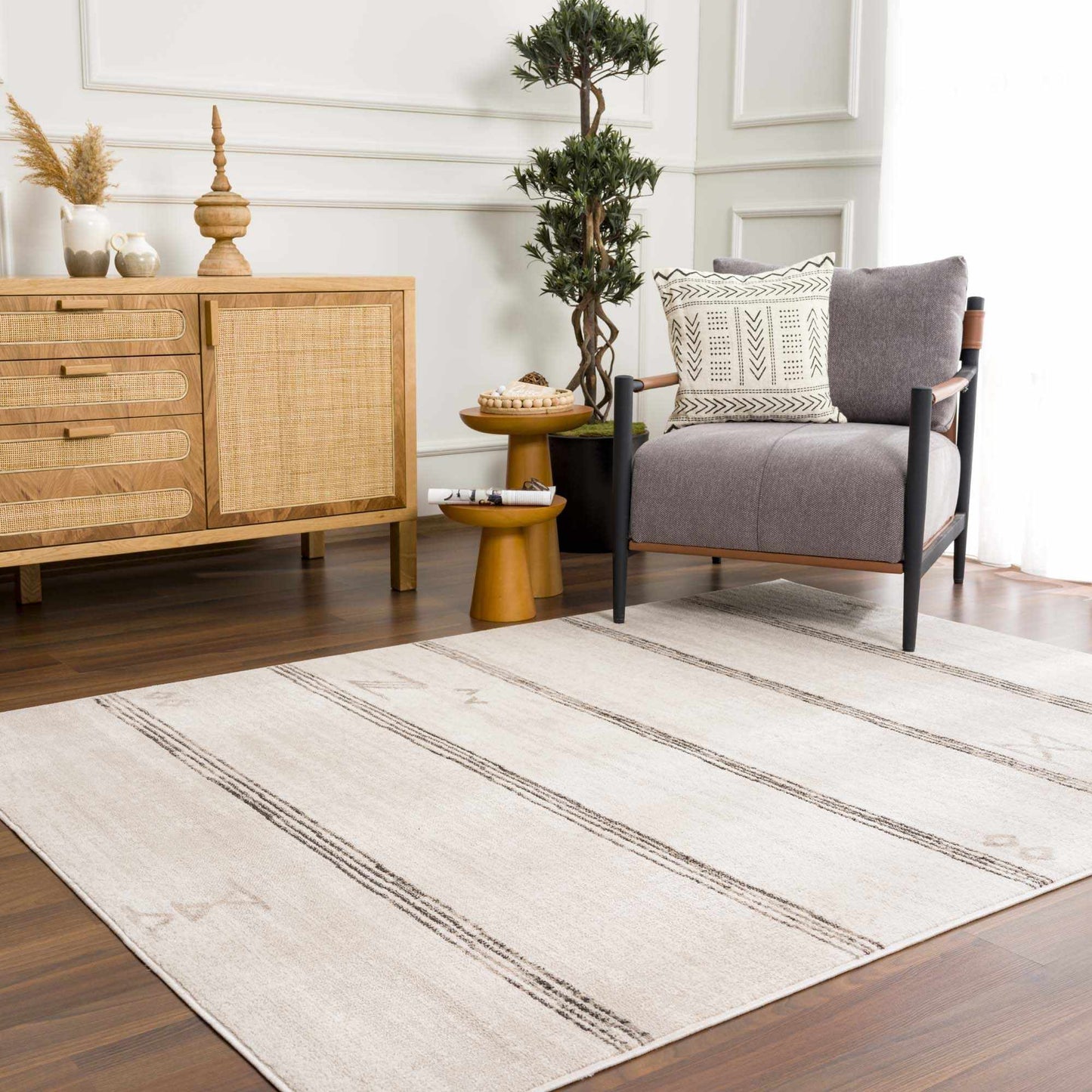 Deja Cream & Charcoal Area Rug - Clearance