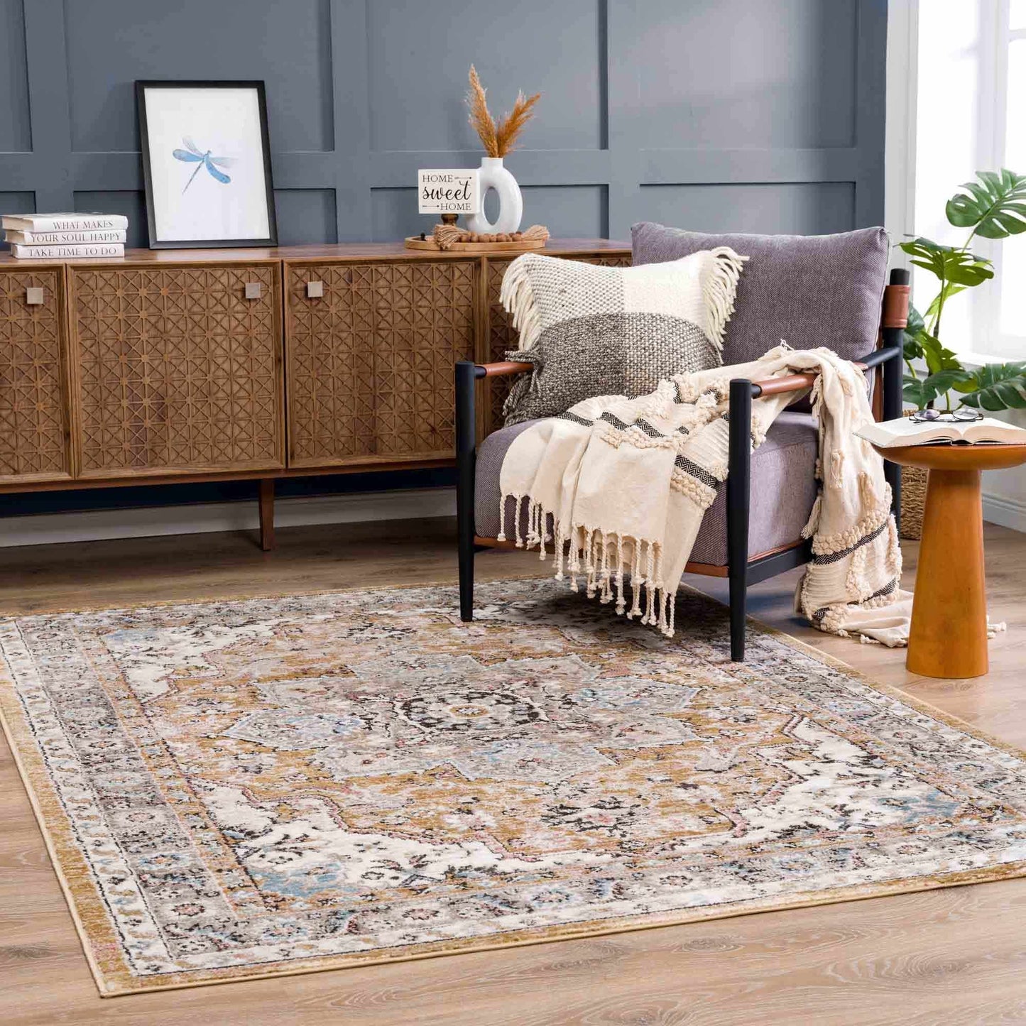 Albie Gold & Beige Area Rug - Clearance