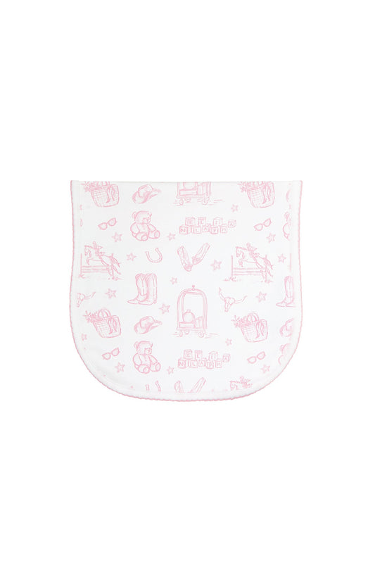 Pink Lone Star Toile Burp Cloth